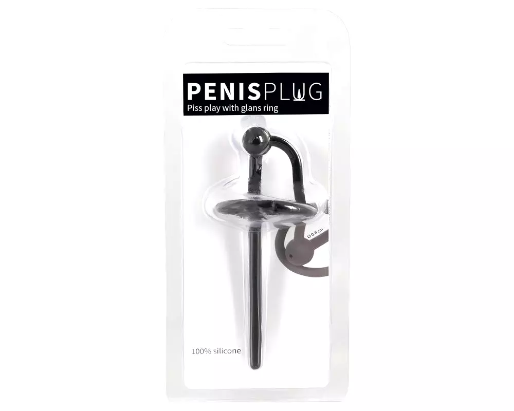 Penisplug - silikónový žaluďový krúžok s dutou uretrálnou sondou (čierny) Penisplug - silikónový žaluďový krúžok s dutou uretrálnou sondou (čierny)