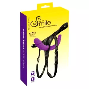 SMILE - Nasaď dvojvrstvové dildo s nohavičkami (fialovo-čierna)