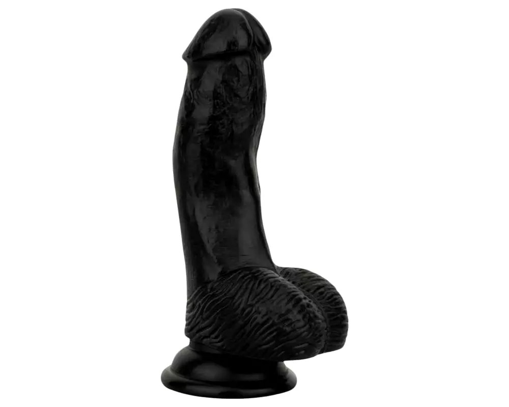 Realistický čierny dildo s guľkami - 12 cm Realistický čierny dildo s guľkami - 12 cm