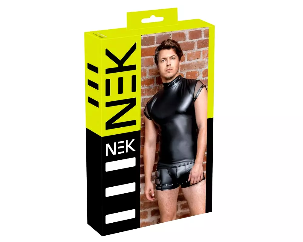 Pánske tričko s nitmi a sieťovanými vložkami (čierne) Pánske tričko s nitmi a sieťovanými vložkami (čierne)