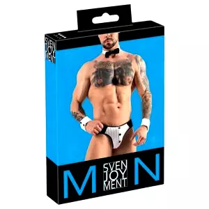 Pánsky čašnícky tangá set (čierno-biely)