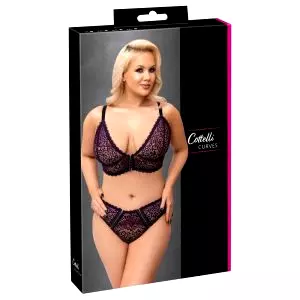 Plus Size - Priesvitná vzorovaná podprsenka (fialová)