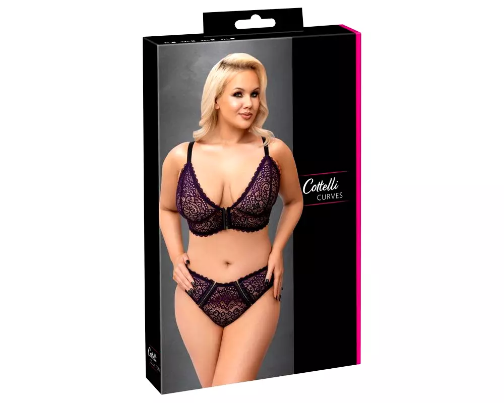 Plus Size - Priesvitná vzorovaná podprsenka (fialová) Plus Size - Priesvitná vzorovaná podprsenka (fialová)