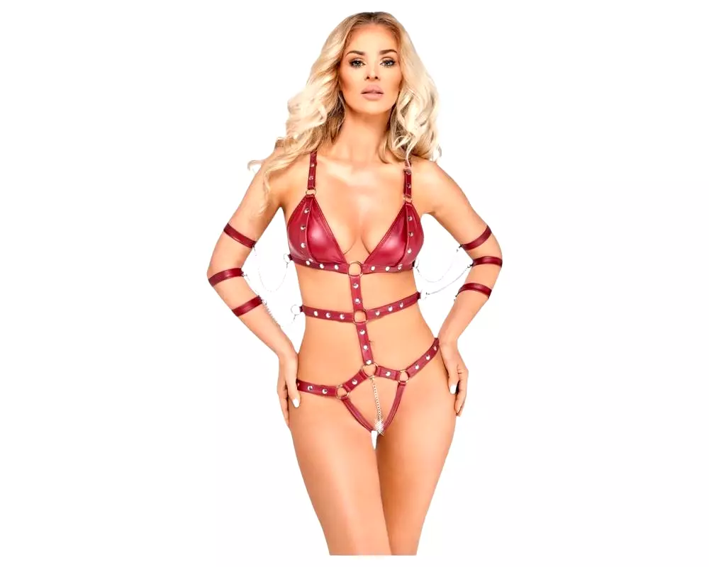 červené bondage body so cvokmi červené bondage body so cvokmi