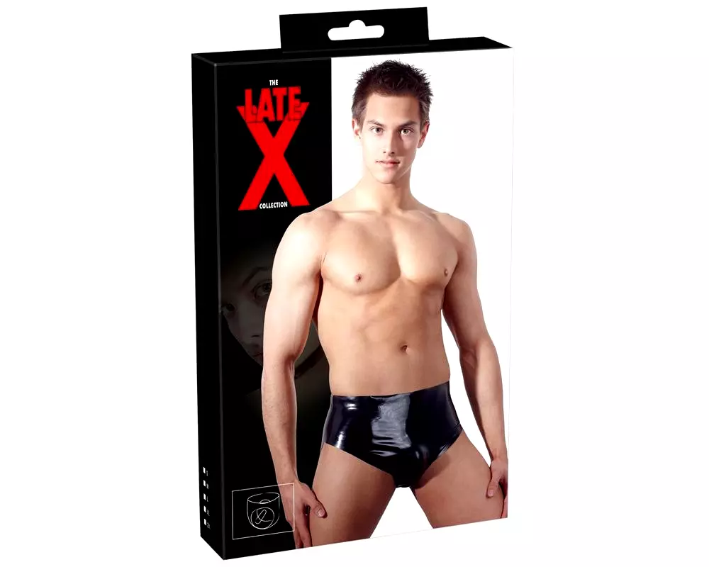 LATEX - Pánske spodné prádlo s vnútorným kužeľovým análnym dildom (čierne) LATEX - Pánske spodné prádlo s vnútorným kužeľovým análnym dildom (čierne)