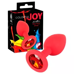 Farebný JOY - malý silikónový anál plug (červený)