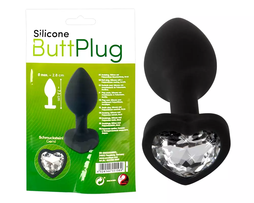 Análny plug s bielym kameňom (čierny) Análny plug s bielym kameňom (čierny)