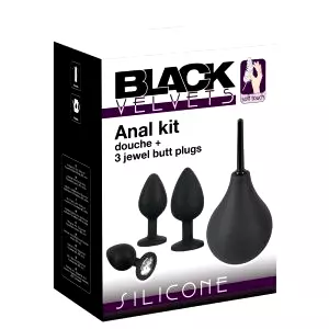 Black Velvet análne plugy - 4-dielna čierna sada