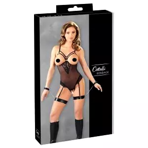 Bondage - kovový krúžok body a putá na ruky (čierne)