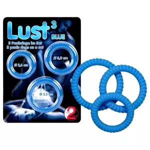 Lust krúžok na penis - modrý trió