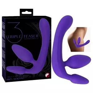 Trojitý pripínací dildo bez popruhu (fialový)