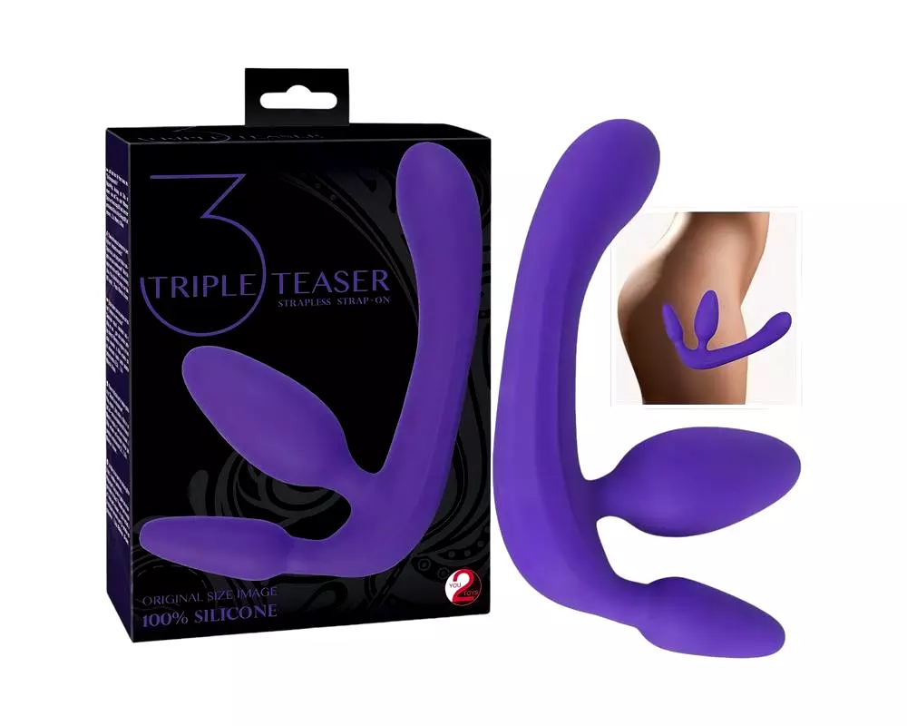 Trojitý pripínací dildo bez popruhu (fialový) Trojitý pripínací dildo bez popruhu (fialový)