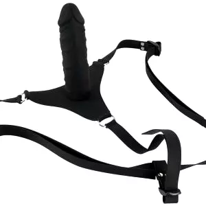Silikónový Strap-On - pripínací dildo (čierny)