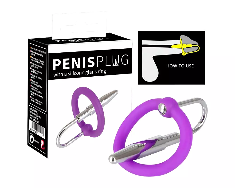 Penisplug - silikónový krúžok na žaluď s uretrálnym kužeľom (fialovo-strieborný) Penisplug - silikónový krúžok na žaluď s uretrálnym kužeľom (fialovo-strieborný)