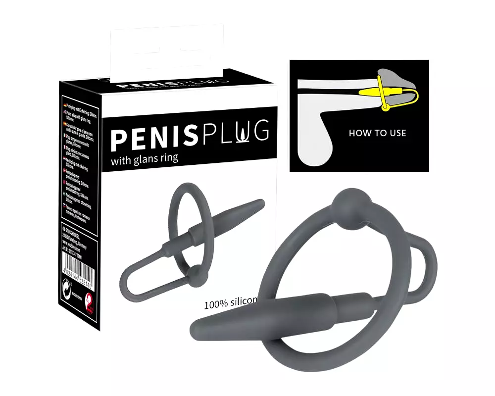 Penisplug - silikónový žaluďový krúžok s močovou kónickou vložkou (sivý) Penisplug - silikónový žaluďový krúžok s močovou kónickou vložkou (sivý)