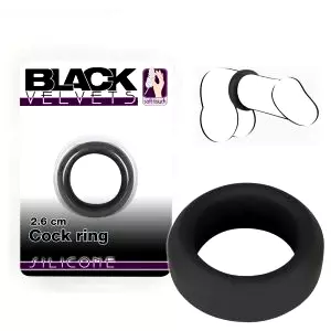 Black Velvet - čierny hrubostenný krúžok na penis (2