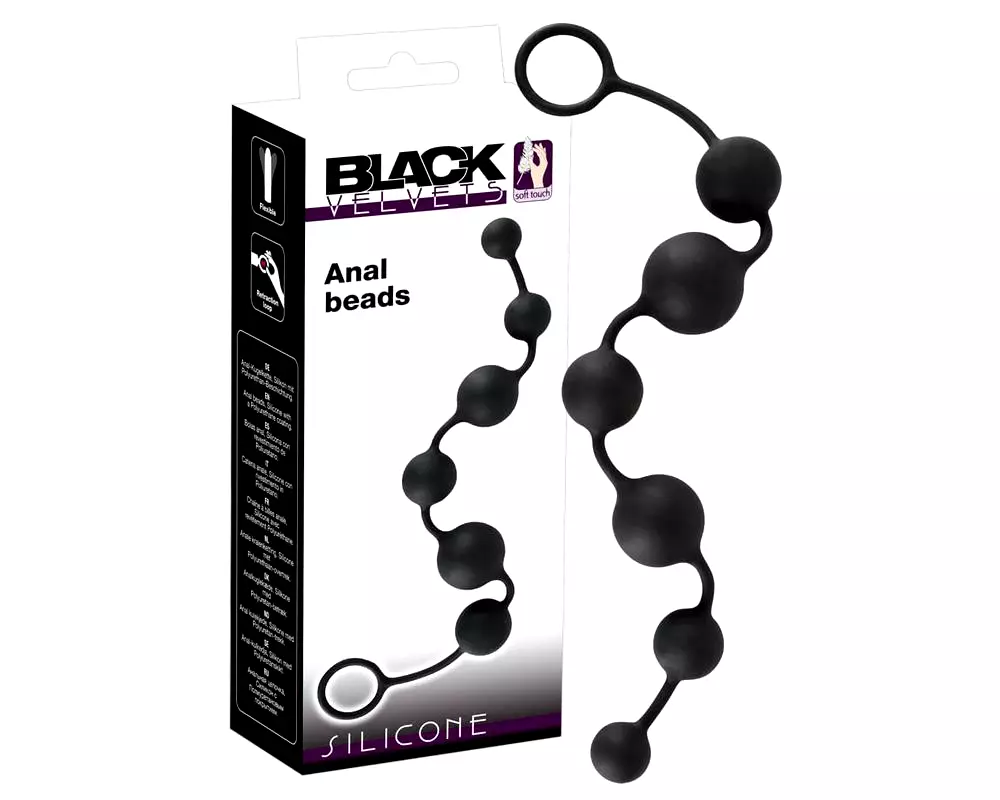 Čierny zamat - análne dildo s 6 perličkami (čierne) Čierny zamat - análne dildo s 6 perličkami (čierne)