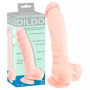 Medical - lekársky silikónový dildo (24cm) - prírodný