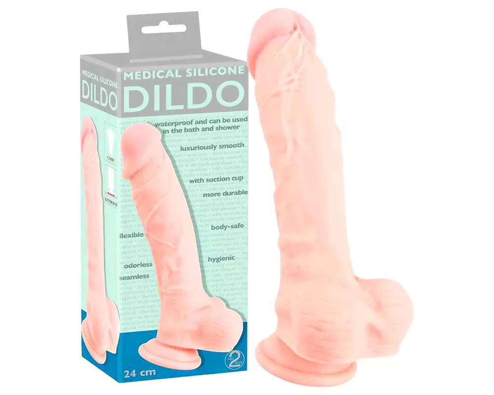 Medical - lekársky silikónový dildo (24cm) - prírodný Medical - lekársky silikónový dildo (24cm) - prírodný
