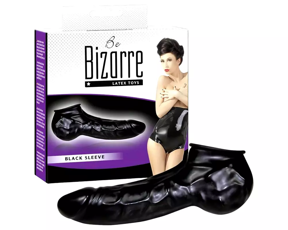 Latexový návlek na penis a semenníky (čierny) - Be Bizarre Latexový návlek na penis a semenníky (čierny) - Be Bizarre