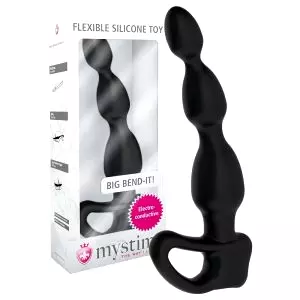 Big Bend-it! - guličkové elektro análne dildo (čierne)