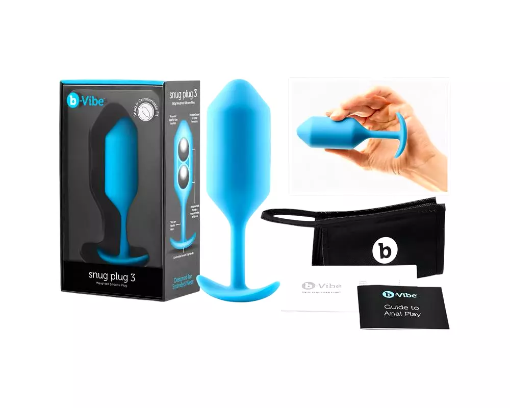 Snug Plug 3 - dvojitý análny kolík (180g) - modrá Snug Plug 3 - dvojitý análny kolík (180g) - modrá