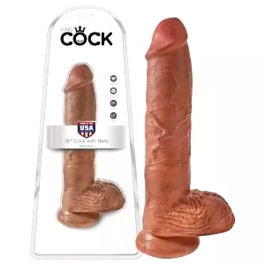 10 veľký dildo so semenníkmi (25 cm) - hnedý