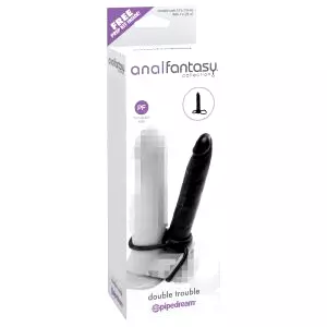 Analfantasy Double Trouble - pripínateľné análne dildo (čierna)