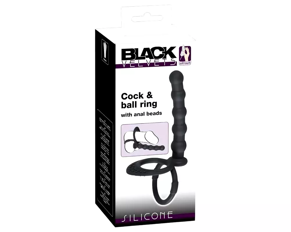 Black Velvet - krúžok s análnym dildo (čierny) Black Velvet - krúžok s análnym dildo (čierny)