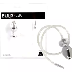 Piss to Ass Plug - Dutý análny kolík s rozťahovačom močovej trubice