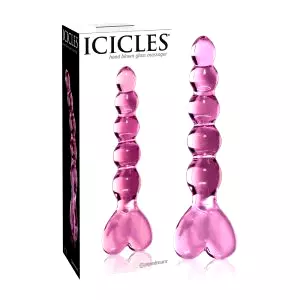 No. 43 - perlovo-srdcový sklenený dildo (ružové)