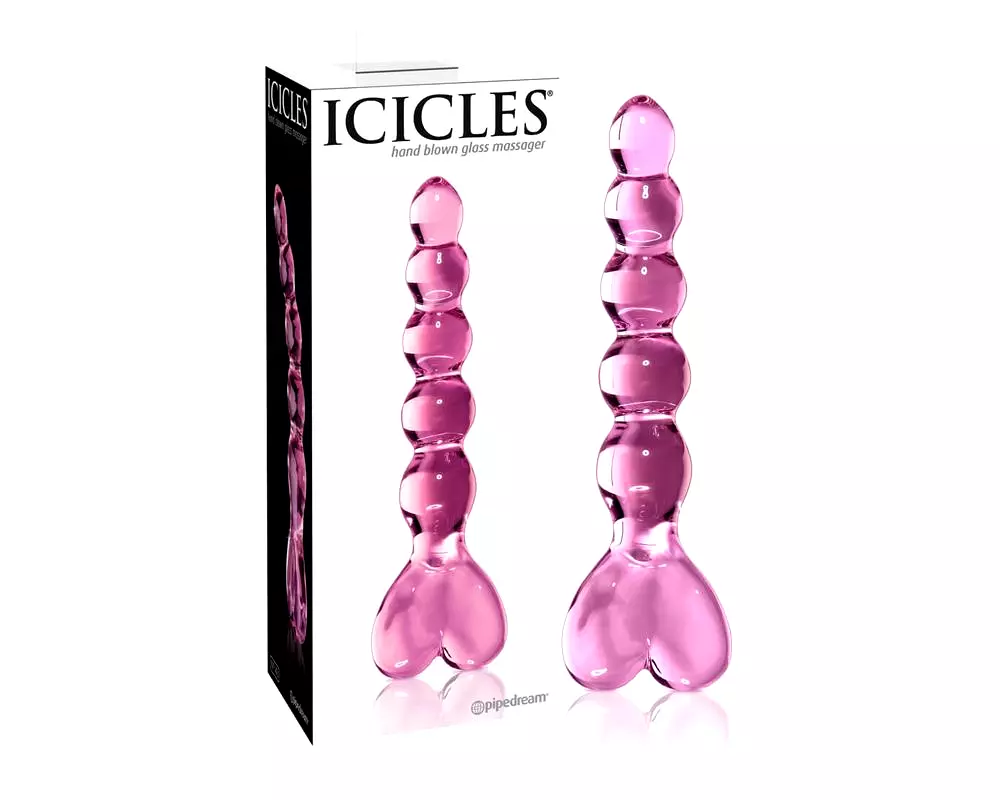 No. 43 - perlovo-srdcový sklenený dildo (ružové) No. 43 - perlovo-srdcový sklenený dildo (ružové)
