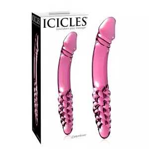 No. 57 - dvojvrstvové sklený dildo s penisom (ružový)