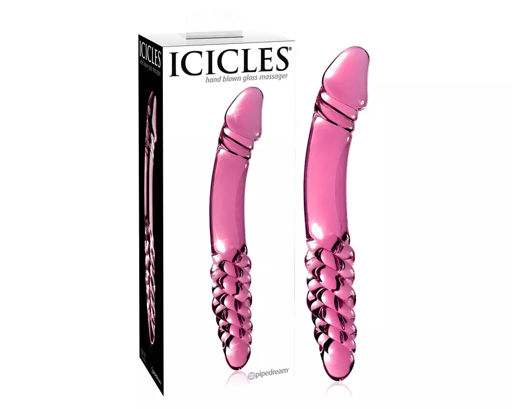 No. 57 - dvojvrstvové sklený dildo s penisom (ružový) No. 57 - dvojvrstvové sklený dildo s penisom (ružový)