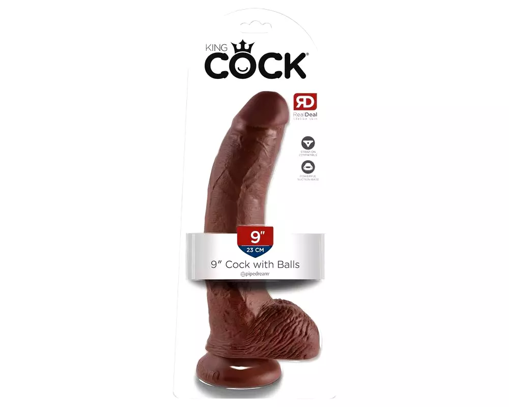 9 - veľký prísavkový dildo s varlatami (23cm) - hnedý 9 - veľký prísavkový dildo s varlatami (23cm) - hnedý