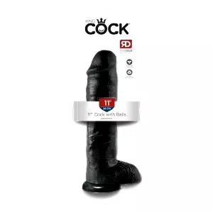 11 - čierny 28cm dildo s prísavkou a semenníkmi