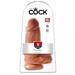 9 Chubby – prísavné dildo (23 cm) – tmavo naturálny