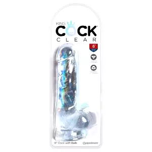 Clear 6 - prísavkový dildo s guľkami (15cm)
