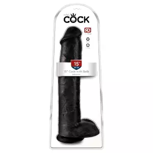 Král Cock 15 - čierne dildo s prísavkou
