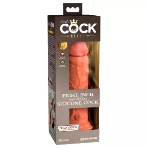 Elite 8 - prísavkový dildo (20cm) - tmavá prírodná farba