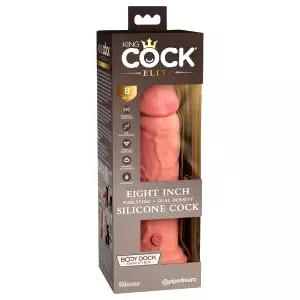 Elite 8 - prísavkový vibrátor (20 cm) - prírodný