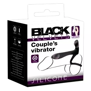 Black Velvet: dobíjací 2v1 párový vibrátor a krúžok (čierna)
