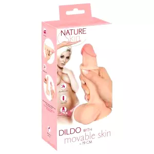 Dildo s pokožkou - 19 cm (naturál)