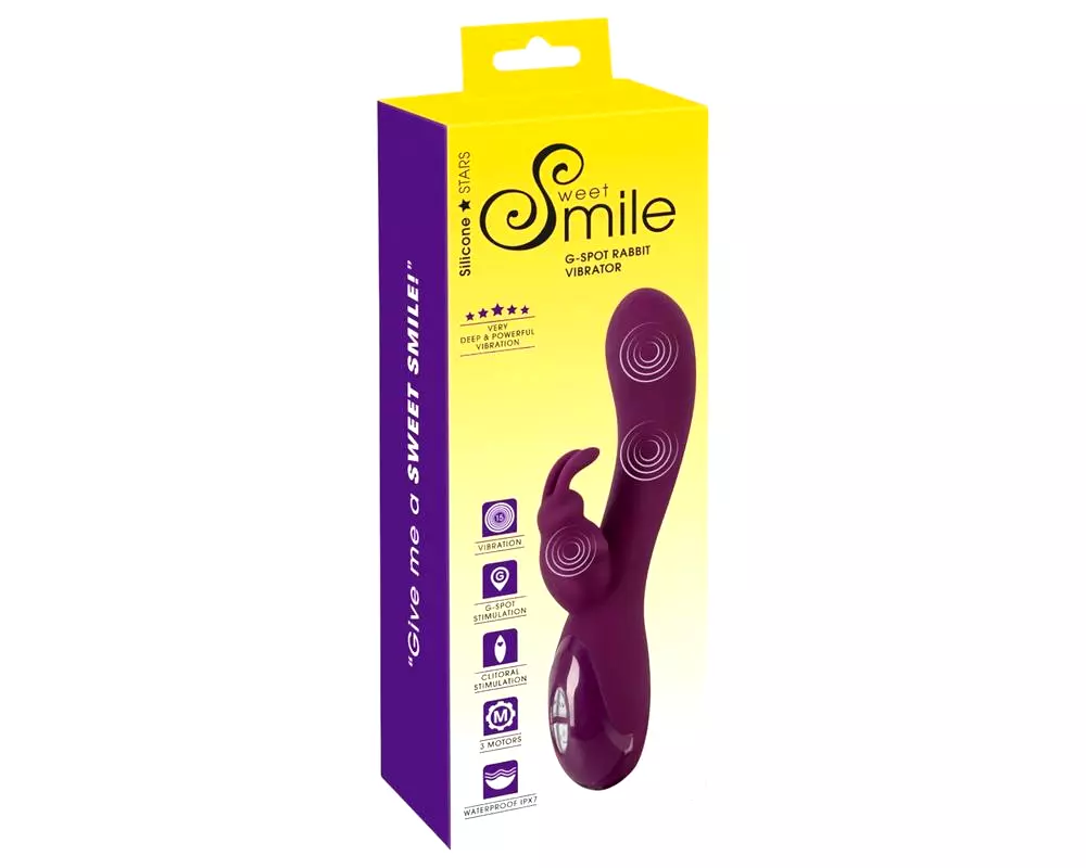 SMILE - fialový akumulátorový vibrátor s 3 motormi a dráždivým ramenom SMILE - fialový akumulátorový vibrátor s 3 motormi a dráždivým ramenom