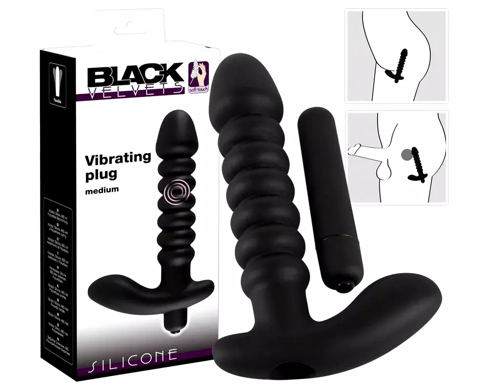 Čierny Velvet rebrovaný vibrátor - stredný (čierny) Čierny Velvet rebrovaný vibrátor - stredný (čierny)