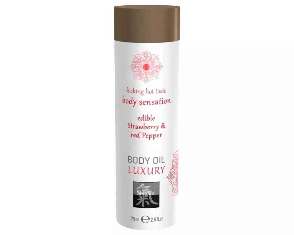 Shiatsu Luxusný Jedlý Masážny Olej - Jahoda s Červeným Vínom (75ml) Shiatsu Luxusný Jedlý Masážny Olej - Jahoda s Červeným Vínom (75ml)