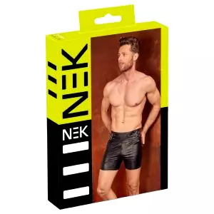 Predĺžené pánske šortky s kovovou sponou (čierne)