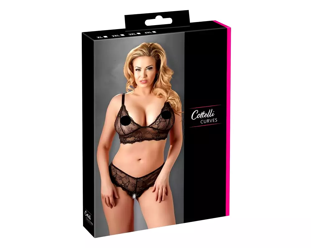 Plus Size - čipkovaná podprsenka set (čierna) Plus Size - čipkovaná podprsenka set (čierna)