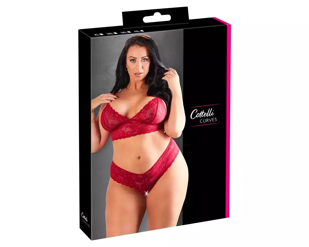 Plus Size - jemná čipkovaná súprava (červená) Plus Size - jemná čipkovaná súprava (červená)