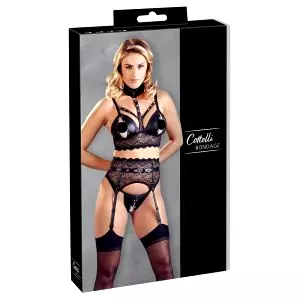 Bondage - čipková spodná bielizeň so putami (čierna)